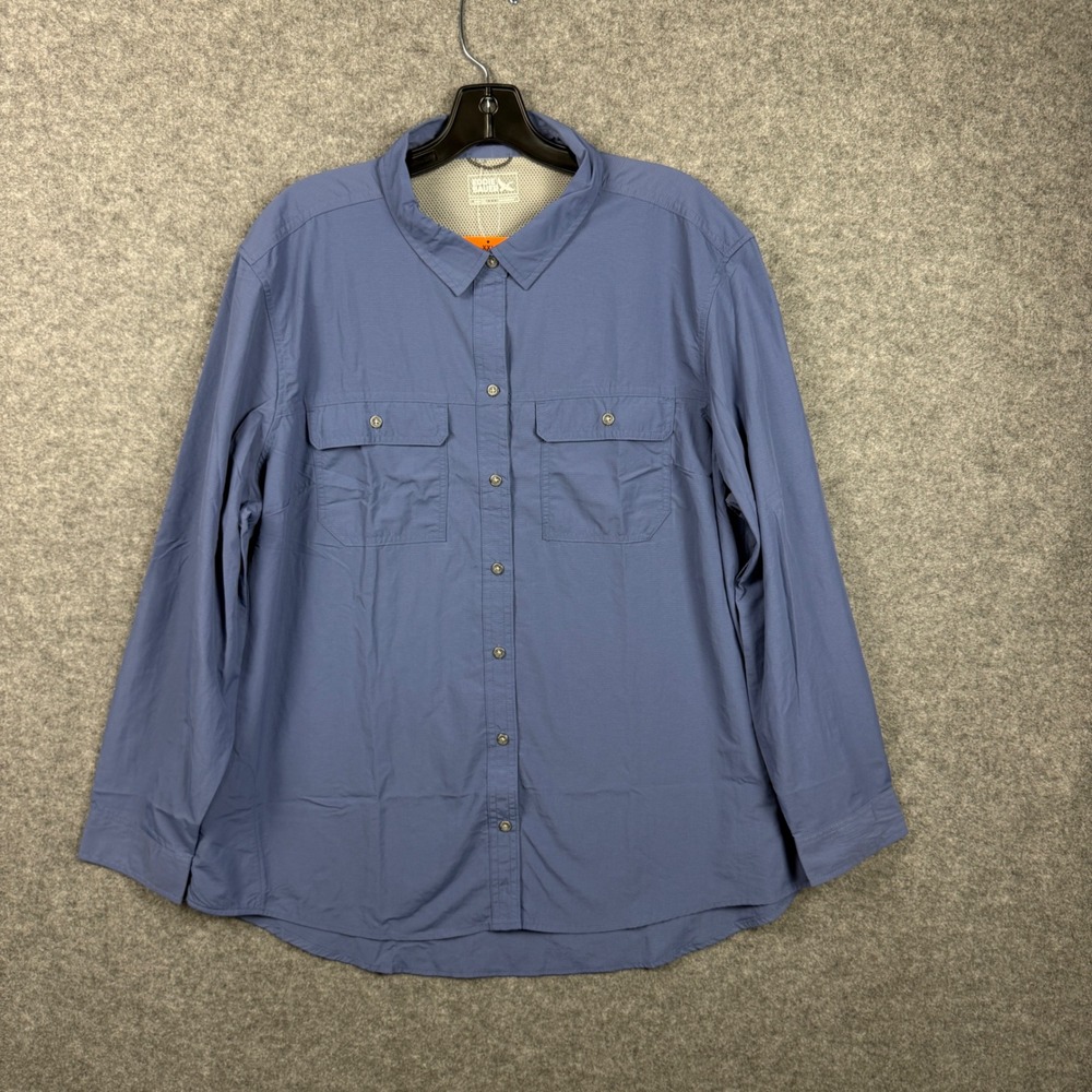 Eddie Bauer Mountain Ripstop Long Sleeve Top Blue XXL UPF 50+ Moisture Wicking - Picture 5 of 8